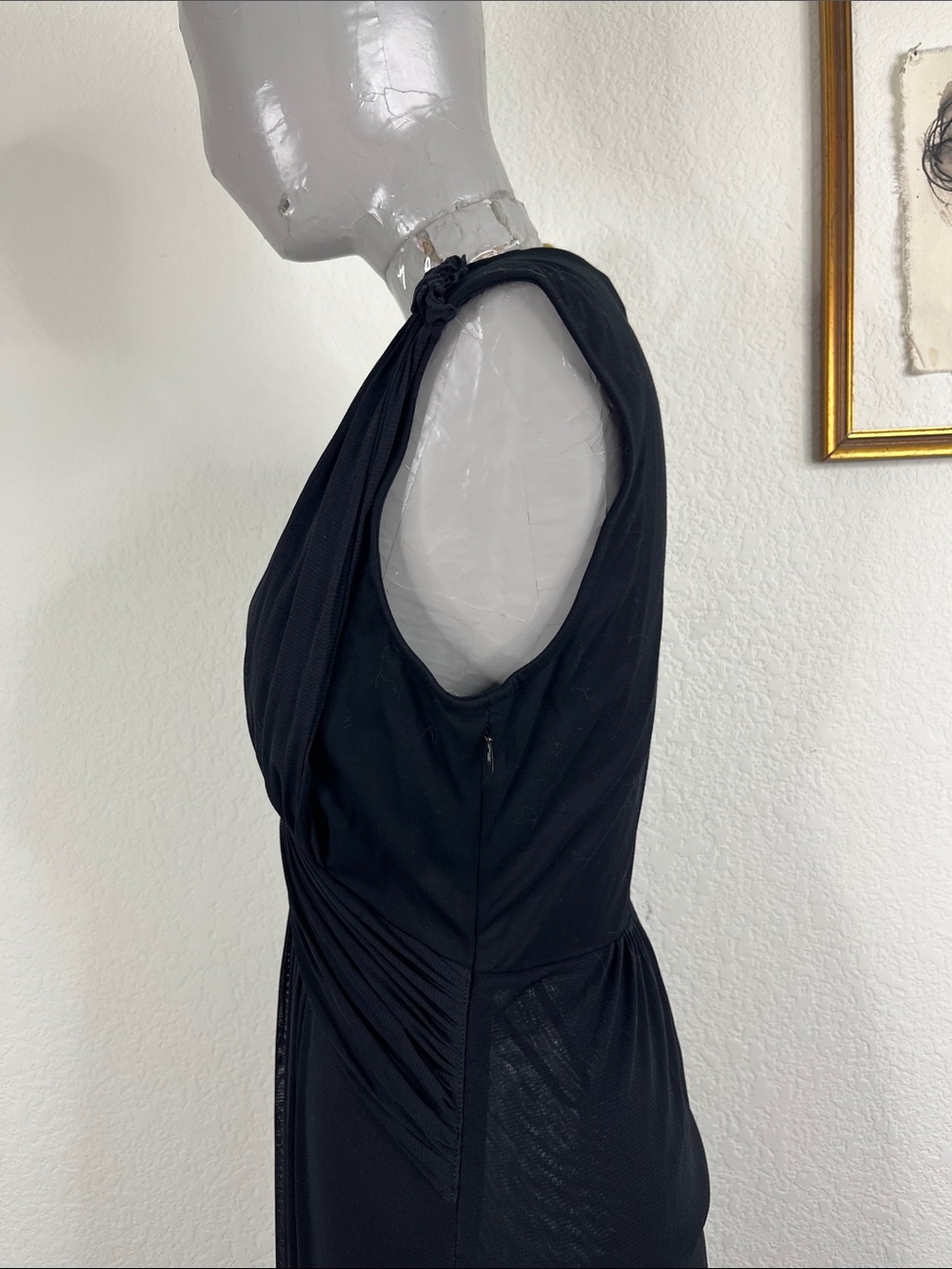 DIANE VON FURSTENBERG Marika Ruched Stretch Mesh Maxi V Neck Cross Dress - Picture 6 of 14